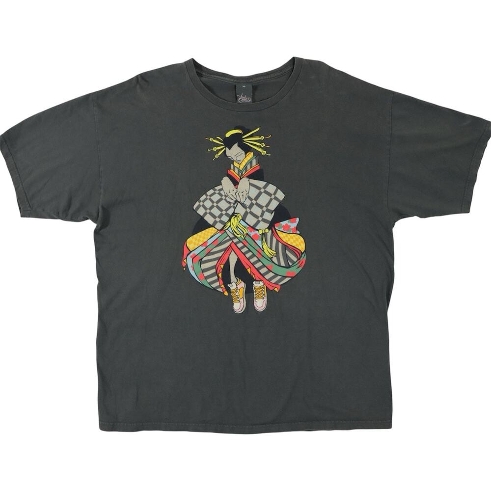 Upper Playground Mens XL Geisha Graphic T Shirt Black Streetwear 100% Cotton Tee